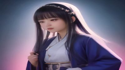 摄影师在明亮棚内为穿日系服装的女生调整灯光角度，背景为白色无缝纸，现场专业整洁